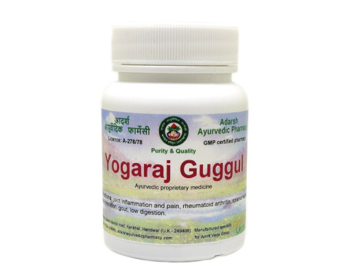 Yogaraj Guggul (Yograj Guggul) Adarsh Ayurvedic Pharmacy, 40 grams ~ 110 tablets