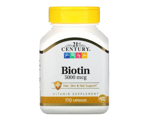 Биотин 5000 мкг 21й век (Biotin 5000 mcg 21st Century), 110 капсул