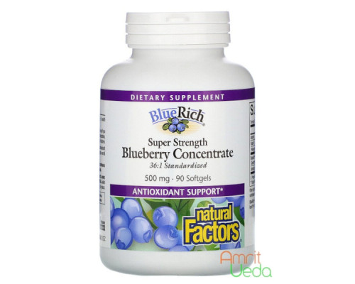 Голубика концентрат Нэйчерэл Фэкторс (Blueberry concentrate Natural Factors), 90 капсул