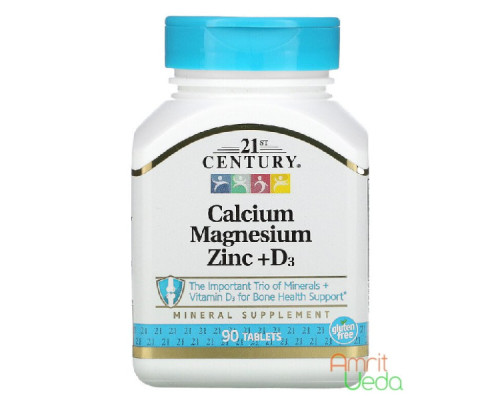 Кальций Магний Цинк + D3 21й век (Calcium Magnesium Zinc + D3 21st Century), 90 таблеток