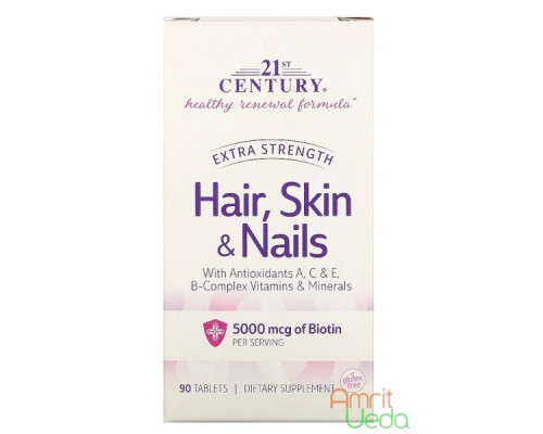 Волосы, кожа и ногти Экстра сила 21й век (Hair, skin & nails Extra strength 21st Century), 90 таблеток