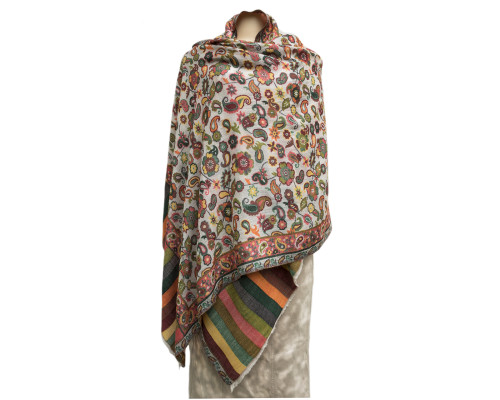 Pashmina shawl with woven pattern Gana - Nepal, 70% cashmere + 30% silk